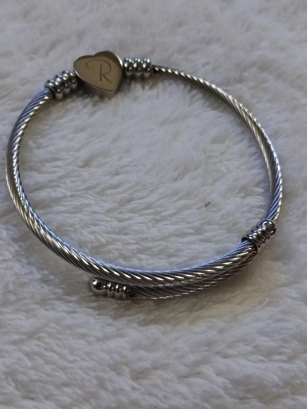 Amy and Annette Stainless Steel Charm Twisted Cable Bracelet 